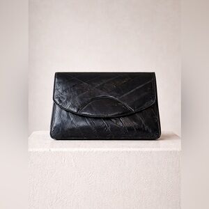 Vintage Eel Skin Leather Envelope Clutch Bag | Made in Korea